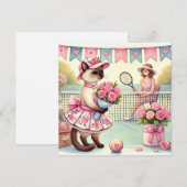 Moederdag-tennis voor kattenliefhebbers feestdagenkaart (Voorkant / Achterkant)