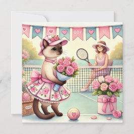 Moederdag-tennis voor kattenliefhebbers feestdagenkaart
