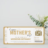Moederdag Ticket Weekend Getaway Voucher Kaart (Staand voorkant)