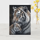 Moederdag Tijger en Welp Schilderen Kaart (Gele Bloem)