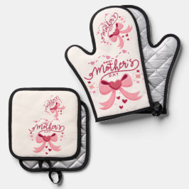 Moederdag trendy ontworpen schort ovenwant & pannenlap set
