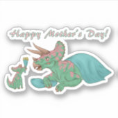 Moederdag Triceratops Sticker (Voorkant)