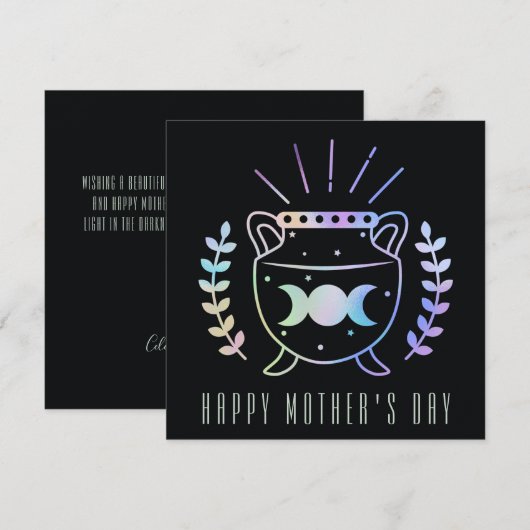Moederdag Triple Moon Cauldron Witch Mam Feestdagenkaart (Voorkant / Achterkant)