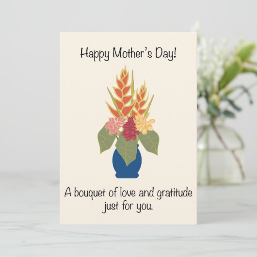 Moederdag Tropisch boeket Feestdagenkaart (Staand voorkant)