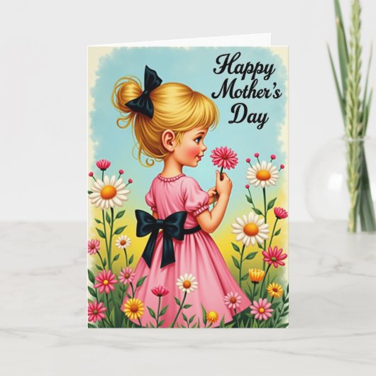 Moederdag Tuin Meisje Kaart (Voorkant)