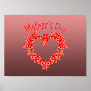 Moederdag - Tulp Hart Illustratie op Roze Poster