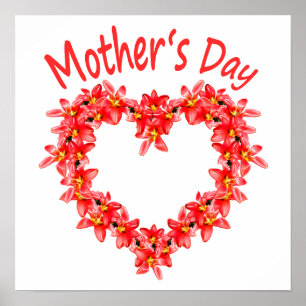 Moederdag - Tulp Hart - Illustratie    Poster