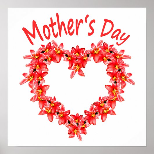 Moederdag - Tulp Hart - Illustratie |  Poster (Voorkant)