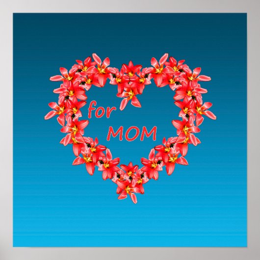 Moederdag - Tulp Hart voor MOEDER - Blauw | Poster (Voorkant)
