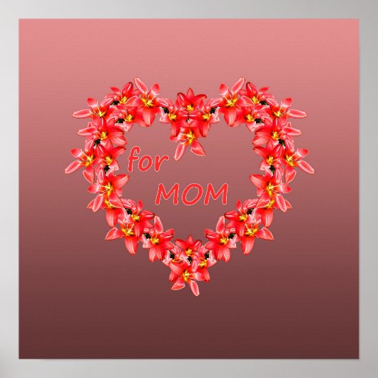Moederdag - Tulp Hart voor MOEDER - Roos | Poster (Voorkant)