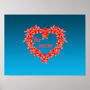 Moederdag - Tulp Hart voor MOM - Blauw    Poster