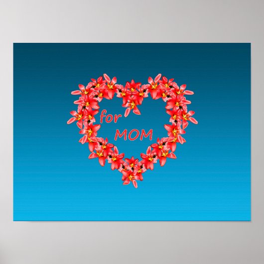 Moederdag - Tulp Hart voor MOM - Blauw |  Poster (Voorkant)