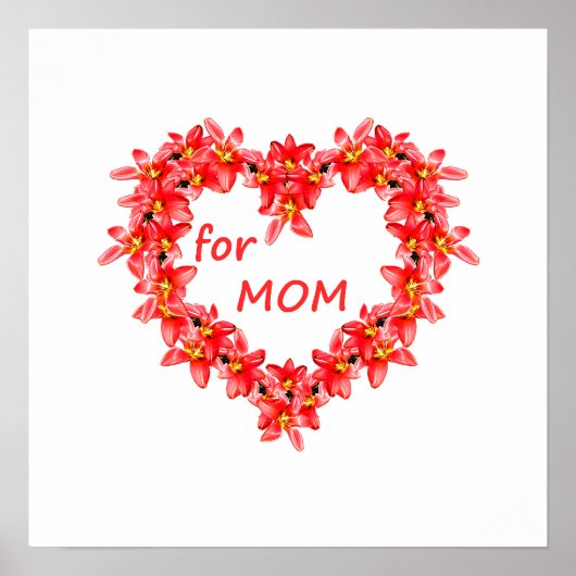 Moederdag - Tulp Hart voor MOM - Illustratie| Poster (Voorkant)