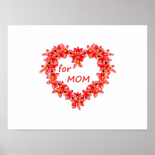 Moederdag - Tulp Hart voor MOM - Illustratie| Poster (Voorkant)