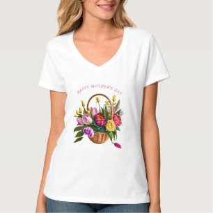 Moederdag Tulp Waterverf Bloemenmand  T-shirt