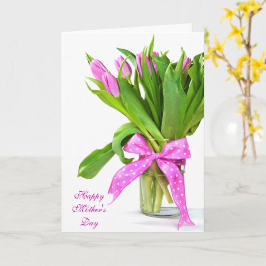 Moederdag Tulpen Kaart (Gele Bloem)