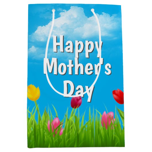 Moederdag Tulpen Medium Gift Bag Medium Cadeauzakje (Voorkant)
