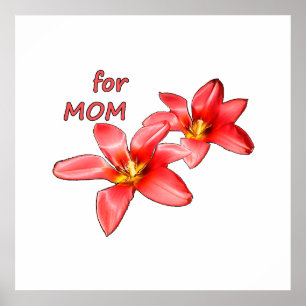 Moederdag - Tulpen voor mama - Illustratie    Poster