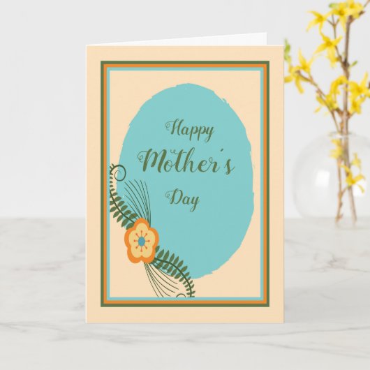 Moederdag Turquoise & Gold Kaart (Gele Bloem)