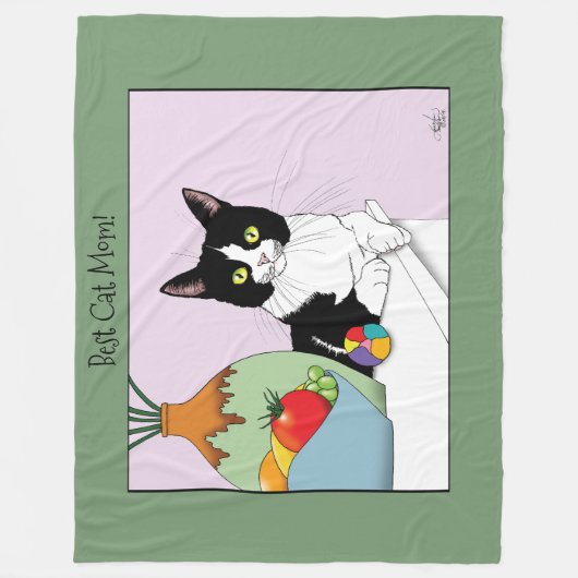 Moederdag Tuxedo Cat Fleece Deken (Voorkant)