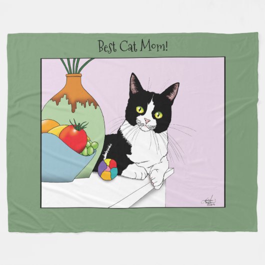 Moederdag Tuxedo Cat Fleece Deken (Voorkant (Horizontaal))