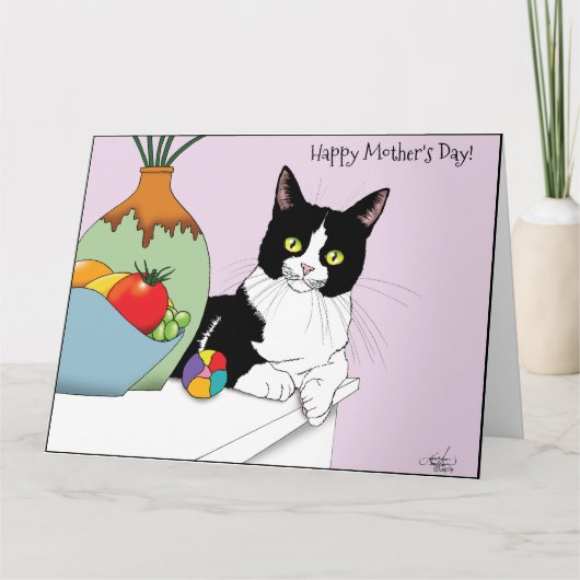 Moederdag Tuxedo Cat Kaart (Voorkant)