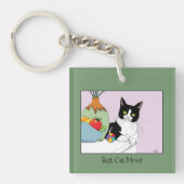 Moederdag Tuxedo Cat Sleutelhanger (Voorkant)