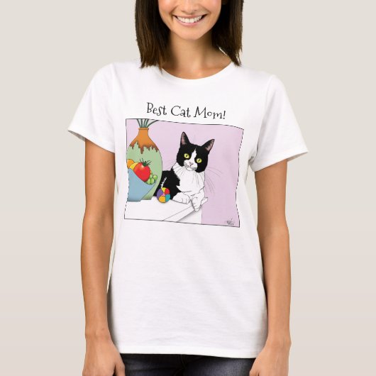 Moederdag Tuxedo Cat T-shirt (Voorkant)