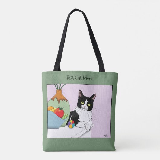 Moederdag Tuxedo Cat Tote Bag (Achterkant)