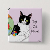 Moederdag Tuxedo Cat Vierkante Button 5,1 Cm (Voorkant)