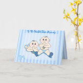 Moederdag - Twin Baby Boys Kaart (Gele Bloem)