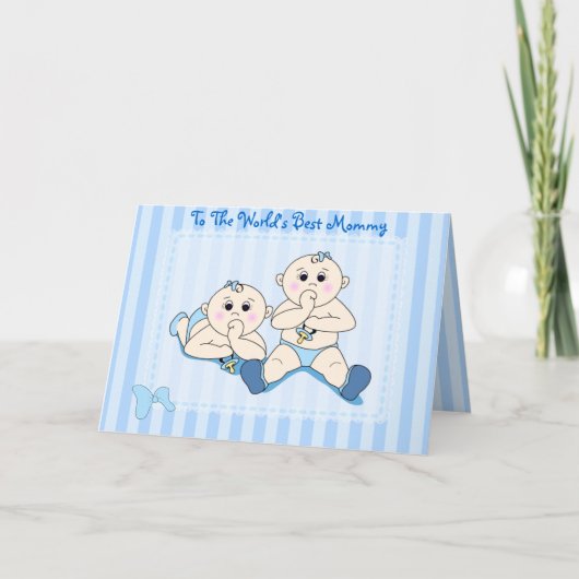 Moederdag - Twin Baby Boys Kaart (Voorkant)