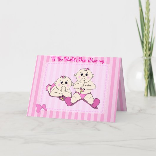 Moederdag - Twin Baby Meisjes Kaart (Voorkant)