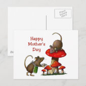 Moederdag: Two Mice & Toadstool: Cookies: Kunst Briefkaart (Voorkant / Achterkant)