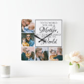 Moederdag U bent onze wereld vijf fotocollage Vierkante Klok (Huis)