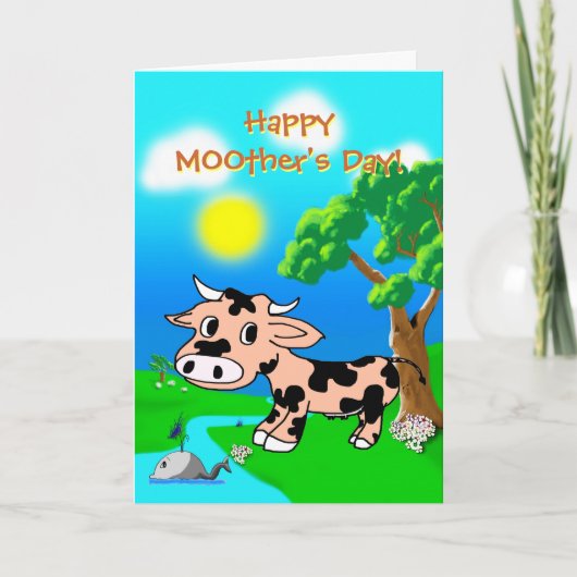 Moederdag uit roze prinsen met pun feestdagen kaart (Voorkant)