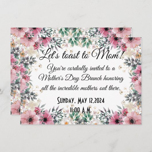 Moederdag Uitnodiging Brunch (Voorkant / Achterkant)