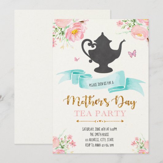 Moederdag-uitnodiging Kaart (Voorkant / Achterkant)