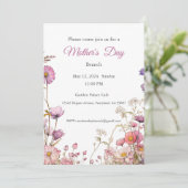 Moederdag Uitnodiging, Moederdag Brunch Lunch Kaart (Staand voorkant)