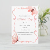 Moederdag Uitnodiging, Moederdag Brunch Lunch Kaart (Staand voorkant)