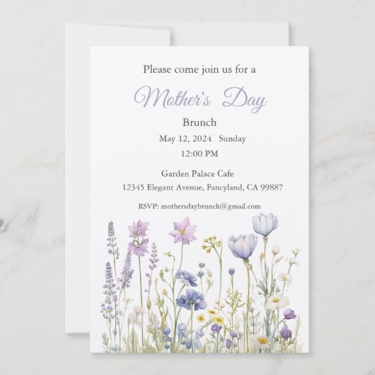 Moederdag Uitnodiging, Moederdag Brunch Lunch Kaart (Voorkant)