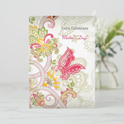 Moederdag Uitnodiging voor vlinderpatches (Staand voorkant)