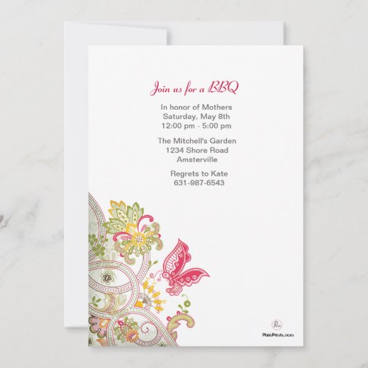 Moederdag Uitnodiging voor vlinderpatches (Achterkant)