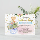 Moederdag uitnodiging. Waterverf succulent Kaart (Staand voorkant)