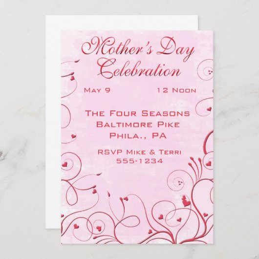 moederdag Uitnodigingen (Voorkant / Achterkant)