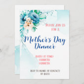 Moederdag uitnodigingskaart, bewerkbare sjabloon kaart (Voorkant / Achterkant)