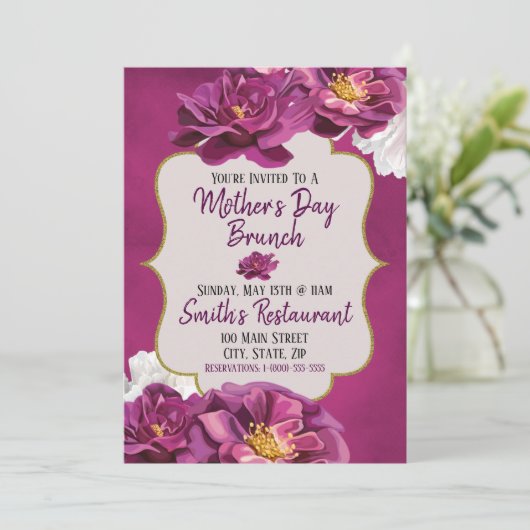 Moederdag Uitnodigingskaart Brunch Kaart (Staand voorkant)