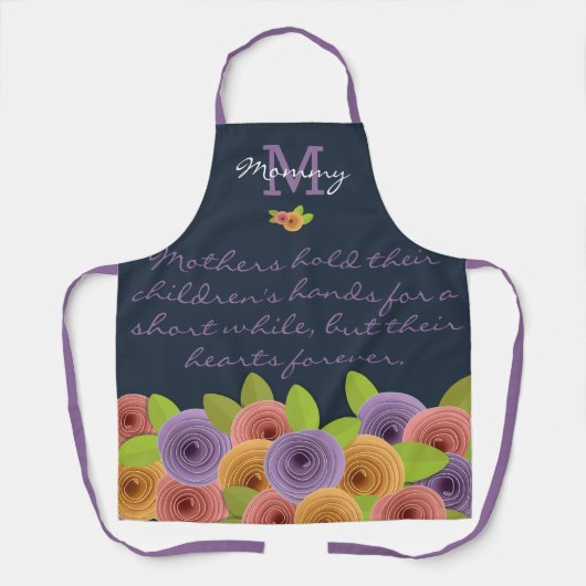 Moederdag Unieke Elegant Script Moderne Floral Schort (Voorkant)