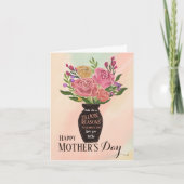 Moederdag vaas met bloemen feestdagen kaart (Voorkant)