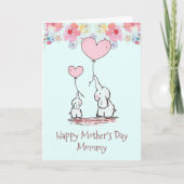 Moederdag van Baby olifant mam & Baby Kaart (Voorkant)